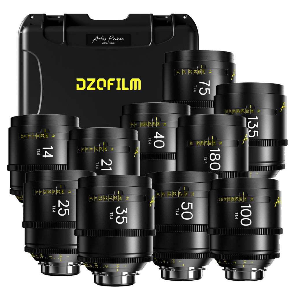 DZOFilm - Arles 10-Lens Kit 14/21/25/35/40/50/75/100/135/180 mm FF/VV Prime Cine Lens (PL)